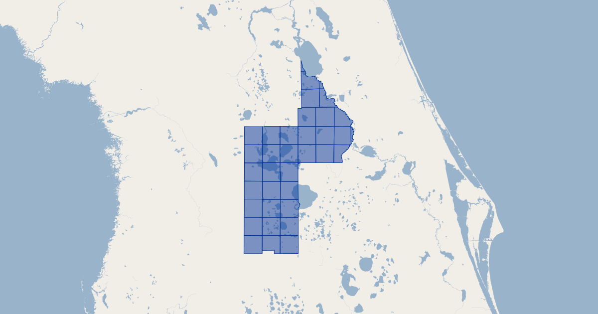 Lake County, Florida Township/Range Grid  Koordinates