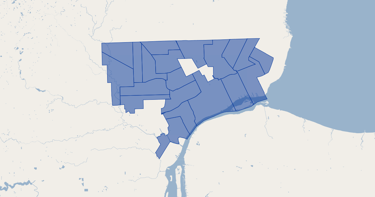 City of Detroit, Michigan Bulk Trash Pick Up Zones Koordinates